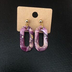 Purple and Gold Dangle Earrings